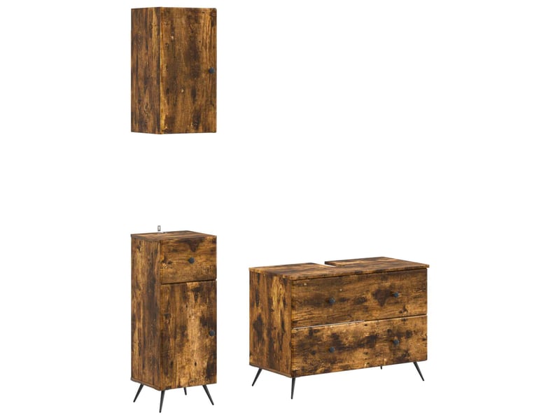 Ensemble de meuble de salle de bain 3 pièces breda chêne fumé cf63346 - Conforama A