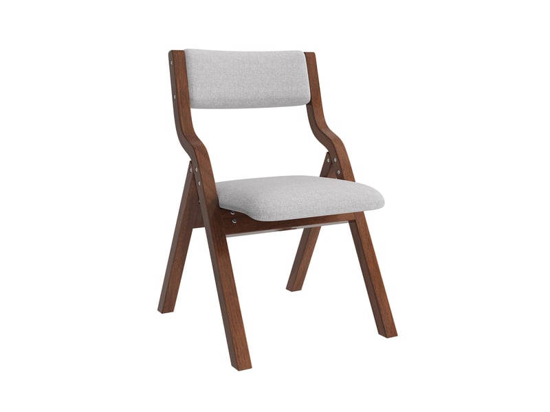  Lot de 4 chaises de salle à manger pliantes en bois et lin gris  - Conforama A