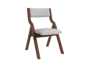 Lot de 4 chaises de salle à manger pliantes en bois et lin gris
