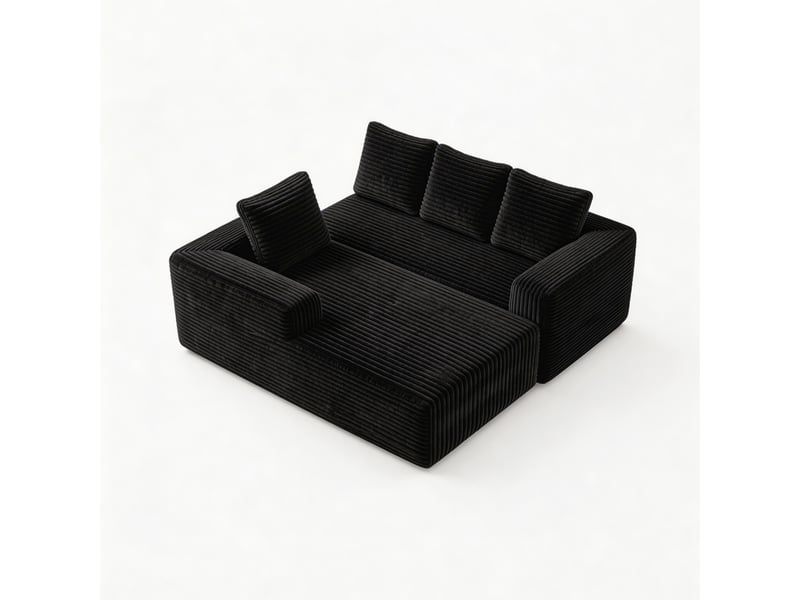  Canapé modulaire 4 places 261x168 cm – noir – méridienne réversible, sans montage et modulable au quotidien  - Conforama A
