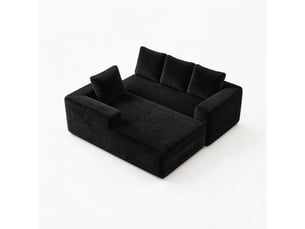 Canapé modulaire 4 places 261x168 cm – noir – méridienne réversible, sans montage et modulable au quotidien
