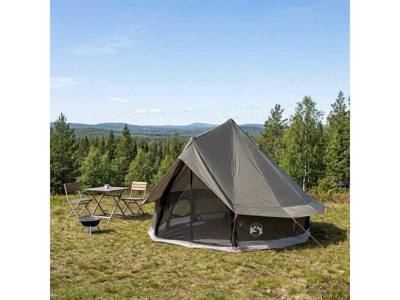  Tente tipi, tente de camping 4 personne marron gris polyester et acier  - Conforama B