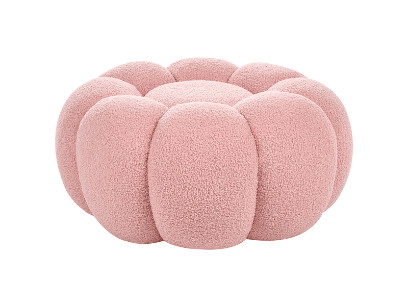  Pouf beaufort bouclé rose  - Conforama D