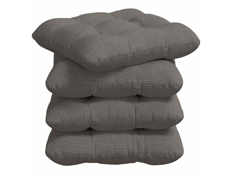 Lot de 4 coussins de siège, coussins décoratifs tissu en velours côtelé gris clair cf59985 - Conforama A
