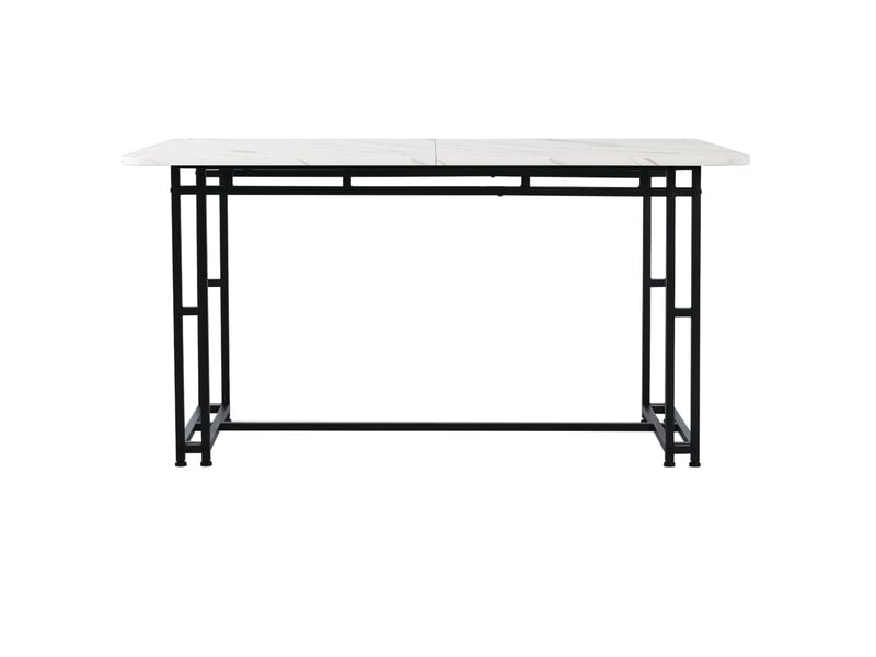  Ensemble table et 4 chaises moderne 120 x 70 cm, assises en tissu gris foncé et piètement métal noir  - Conforama E
