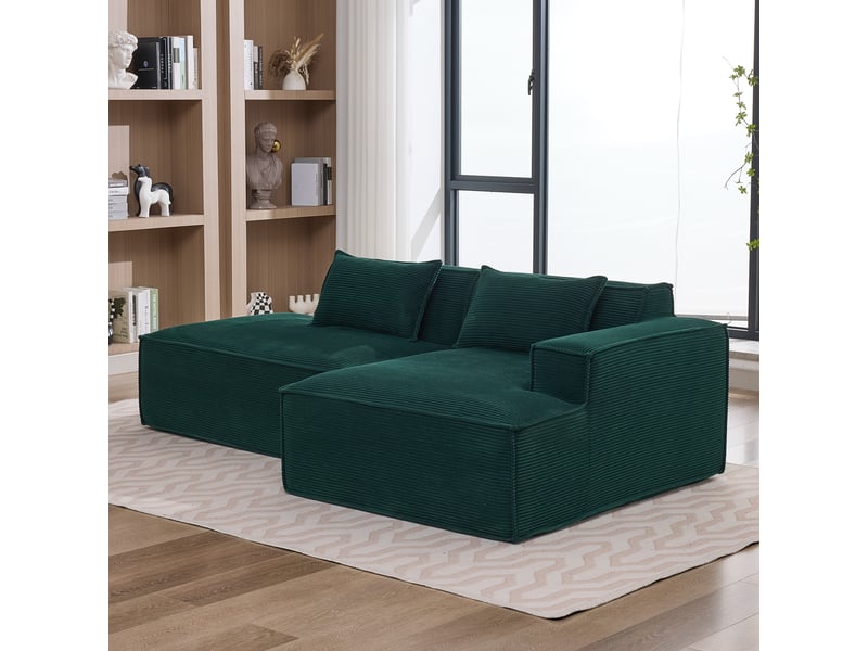  Canapé 3 places en tissu avec 2 coussins, assise ressorts ensachés et mousse haute densité, design épuré  - Conforama W