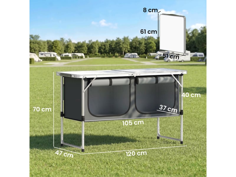  Lavabo portable plein aircamping, réservoir 17 l, distributeur savon, 2 roues, pehd, 83x50x103 cm, gris clair.  - Conforama E