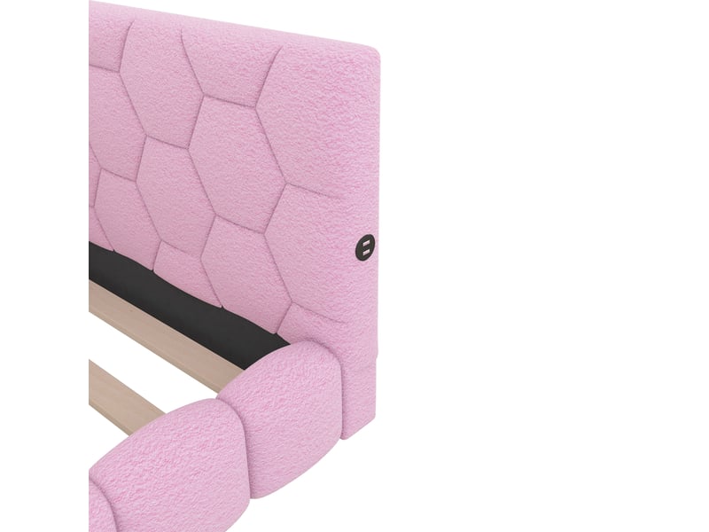  Canapé-lit 90 × 200 cm, lit avec sommier à lattes, éclairage d'ambiance à 16 couleurs, port usb-c, tissu imitation peluche, rose  - Conforama W