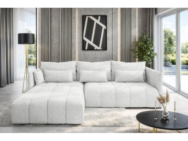  Canapé d'angle blanc avec fonction couchage cosmova 245 cm Cosmova - Conforama B