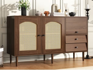 Buffet 2 porte(s) 2 tiroir(s) <strong>BGSRYAO</strong> <strong></strong> - 130 cm coloris marron