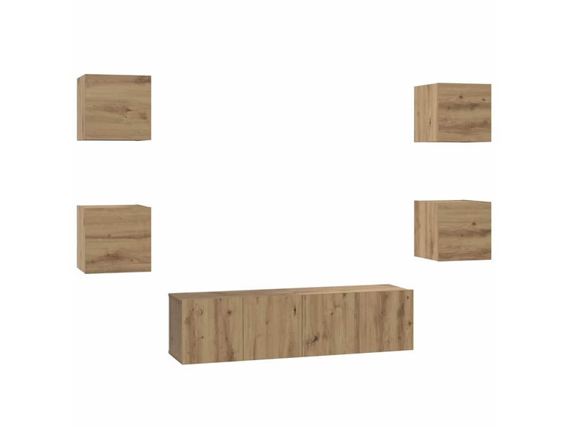  Ensemble meuble tv - banc tv - meuble de rangement 6 pcs chêne artisanal bois d'ingénierie  - Conforama A