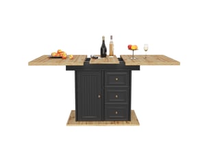 Table à manger extensible 110–140 x 80 x 75 cm, avec 2 tiroirs et 1 porte, plateau en bois pour 6 personnes, naturel