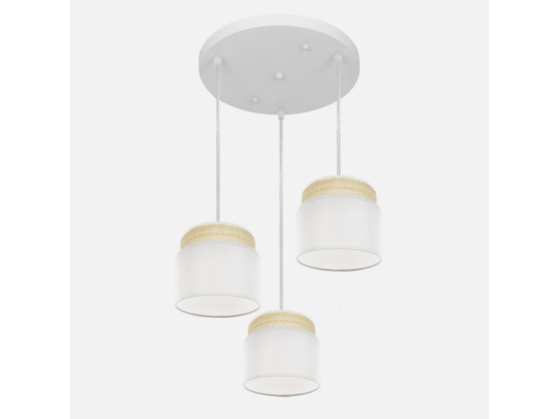  Plafonnier suspendu fabrilamp kandy naturelblanc 3 x e27 hauteur réglable 45-108 cm 39x39 cm 174283001 - Conforama C