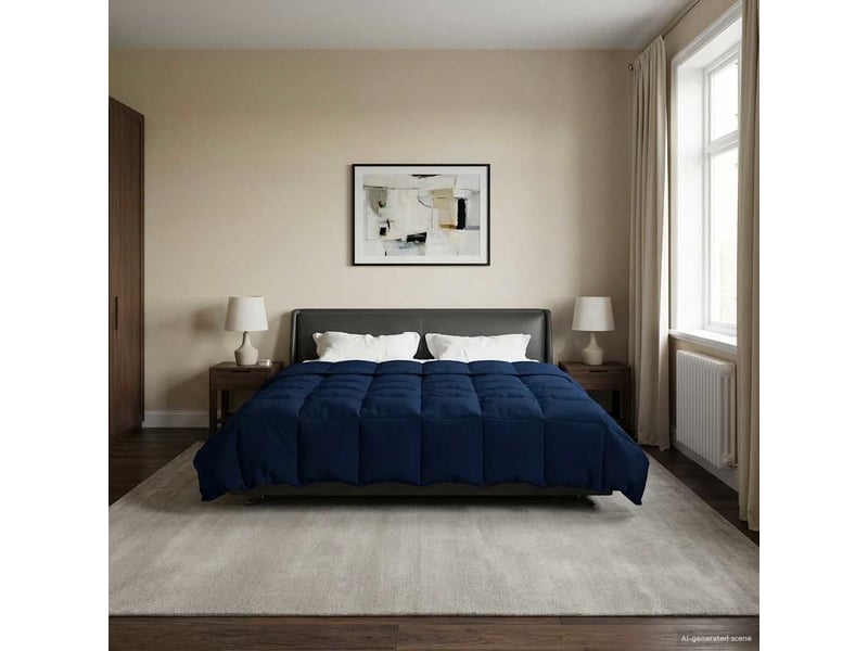  Duvet - couette complet toute l'année 200 x 220 cm 4 saisons bleu foncé  - Conforama B
