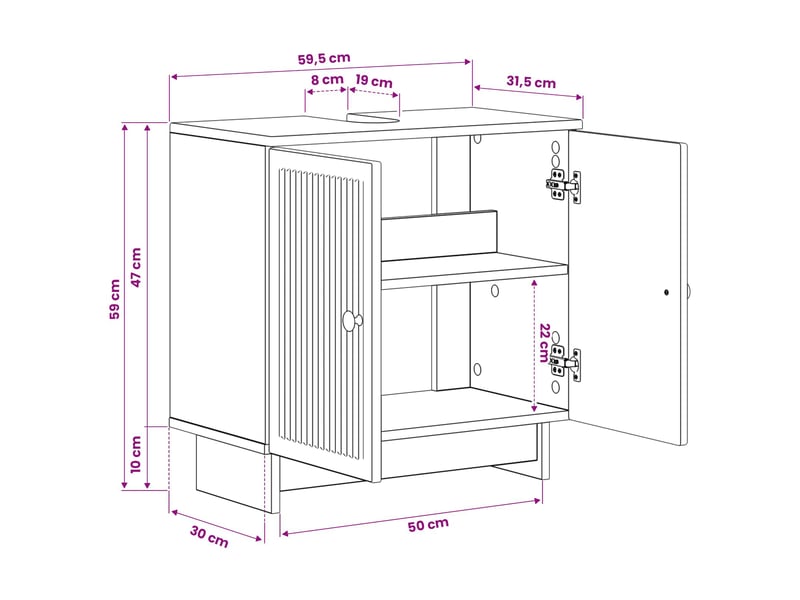  Meuble sous lavabo de salle de bain ede noir cf64879  - Conforama E