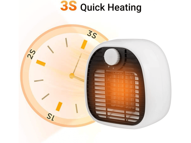  Chauffage soufflant, chauffage électrique en céramique de 1000 w avec 2 niveaux de chauffage et ventilation naturelle, protection contre la surchauff, multicolore XLH-ZLS-005881MF - Conforama B