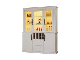 Vitrine coloris blanc 8 étagère(s) KORFEE - 72.35 cmx130 cm