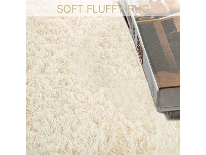  Tapis de salon de style moderne, confortable, antidérapant et doux, idéal pour le salon et la chambre (blanc, 120x120 cm)  - Conforama B