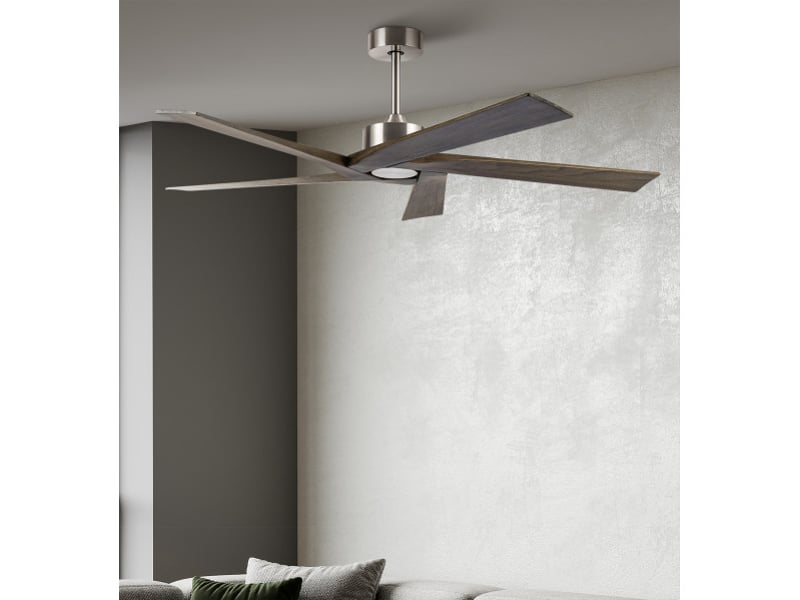  Ventilateur de plafond fabrilamp nadir dc nickelrustique 5 pales 142,2 cm 6 vitesses sans éclairage télécommande 159190528 - Conforama A
