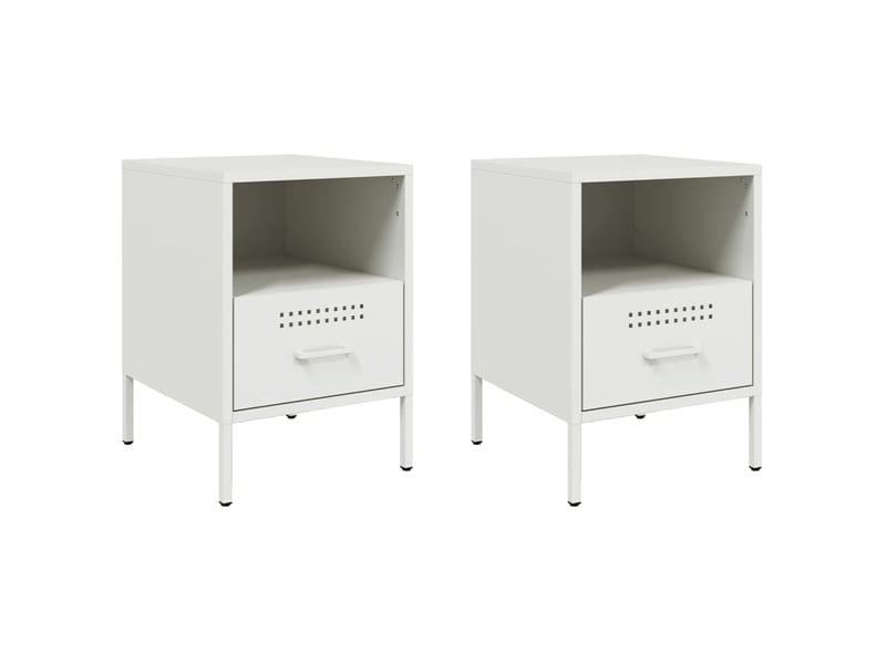  Vidaxl table de chevet blanc acier 2 pcs meuble rangement 36x39x50,5 cm chambre à coucher  - Conforama A