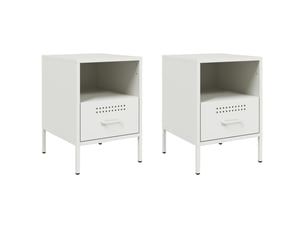 Vidaxl table de chevet blanc acier 2 pcs meuble rangement 36x39x50,5 cm chambre à coucher