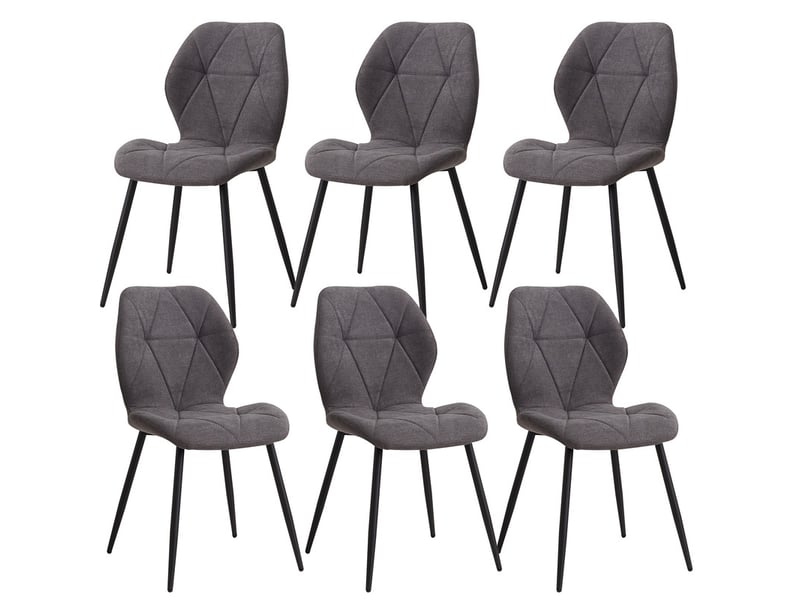  Lot de 6 chaises - chaise de salle à manger vintage en forme de diamant - chaise en lin - pieds en métal(gris) Grand-house - Conforama A