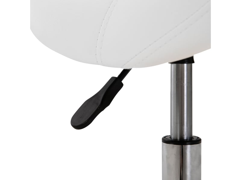  Tabouret selle à roulettes 52x53x49 cm réglable en hauteur métal blanc  - Conforama D