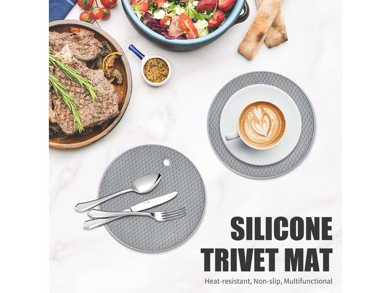  Lot de 6 maniques grises résistantes à la chaleur – silicone antidérapant - idéales pour cuisine et micro-ondes  - Conforama B