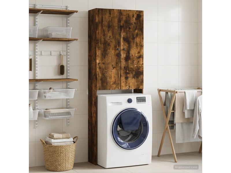  Armoire de toilette, meuble de toilette breda chêne fumé 66x25.5x190 cm  - Conforama C