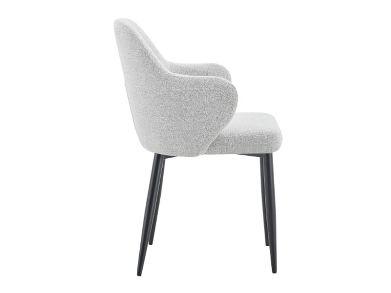  Ensemble de 2 chaises en tissu gris clair – hauteur 83 cm – pieds croisés en métal renforcé – dossier enveloppant  - Conforama D