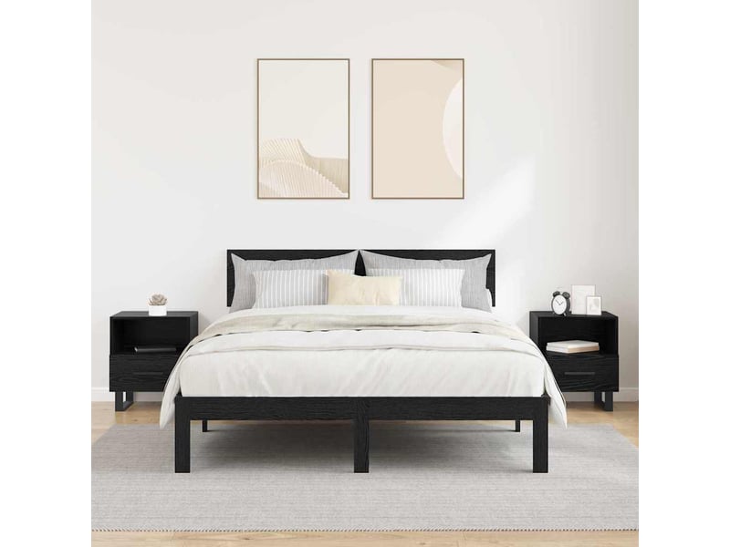  Table de chevet - cabinet de chevet - table de nuit 2 pièces chêne noir 40 x 35 x 47,5 cm  - Conforama C