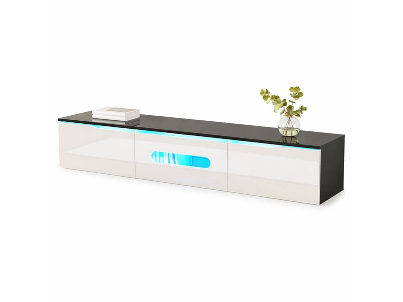  Meuble tv mural ou au sol noir et blanc – 180 cm – led 16 couleurs  - Conforama A