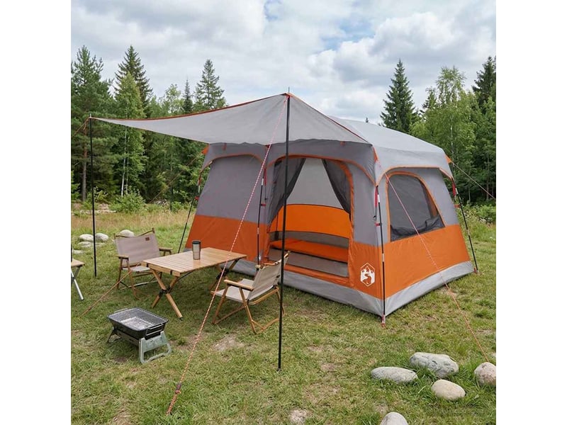  Tente de camping, tente familiale 6 personne gris et orange polyester  - Conforama B