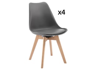 Lot de 4 chaises de salle à manger pivotantes,40,5x40,5x83 cm,similicuir,gris