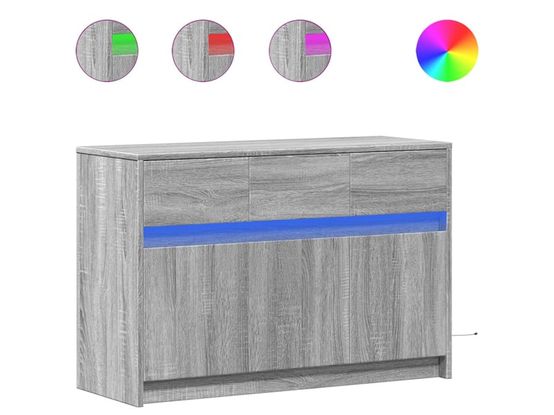  Meuble tv - banc tv - meuble de rangement avec led sonoma gris 91x34x61 cm bois d'ingénierie  - Conforama A