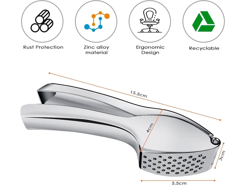 Ecrase ail manuel, extra fort et durable presse-ail, garlic press, hachoir à gingembre, facile à presser et utiliser et à nettoyer - Conforama B