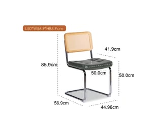 Chaises de salle à manger lot de 4 56.9×44.96×85.9cm, structure métallique, piètement cantilever, revêtement pu, finition vert, design moderne