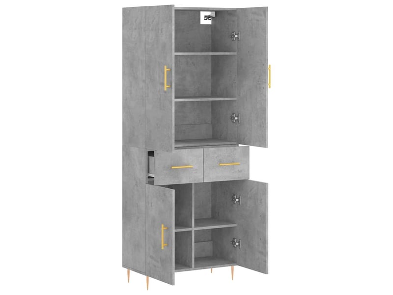  Buffet haut - bahut - meuble de rangement gris béton 69,5x34x180 cm bois d'ingénierie  - Conforama D