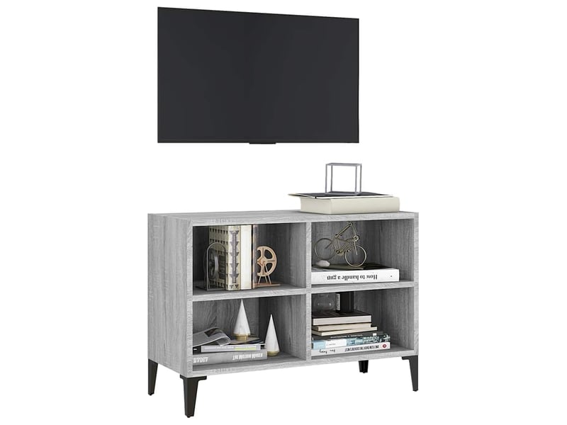  Meuble tv - banc tv - meuble de rangement avec pieds en métal sonoma gris 69,5x30x50 cm  - Conforama C