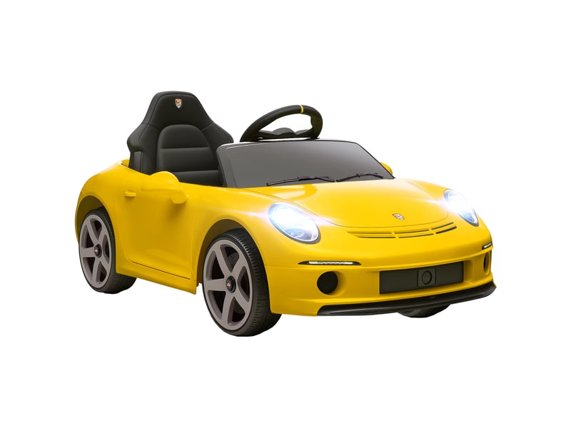 Voiture électrique pour enfants de 3 à 5 ans, télécommandée, avec musique, klaxon, port usb et ceinture de sécurité, jaune. - Conforama A