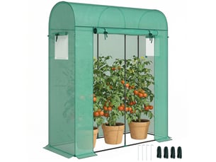 Serre de jardin avec revêtement pe, porte sectionnelle et fenêtres grillagées, 170 x 68 x 200 cm, verte