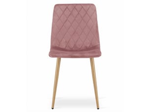 Chaise turin en velours rose avec pieds effet bois
