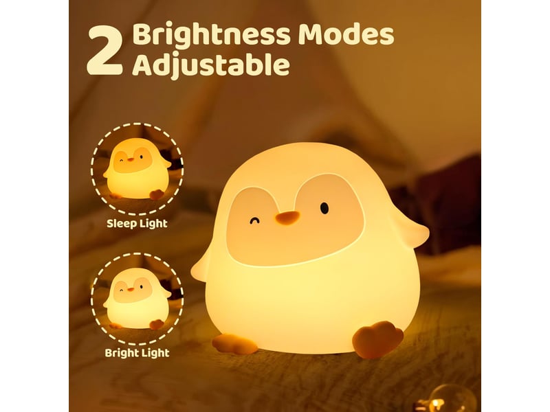  Veilleuse pingouin en silicone pour enfants, rechargeable, 50 h d’autonomie, commande tactile, minuterie  - Conforama C