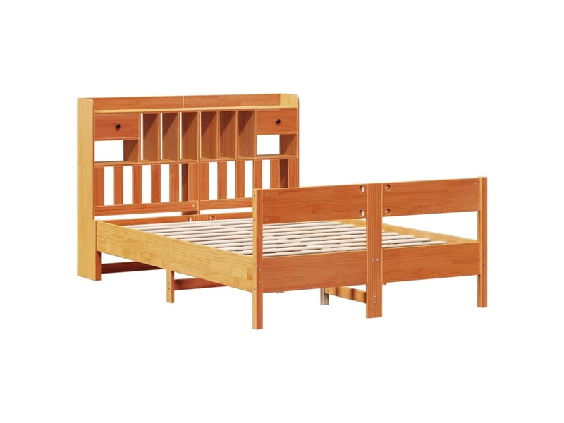  Lit double- lit adulte -  lit bibliothèque sans matelas  marron 135x190 cm pin massif  - Conforama B