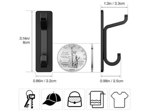 Crochets muraux adhésifs sans perçage, 4 pièces, sac de serviette en aluminium