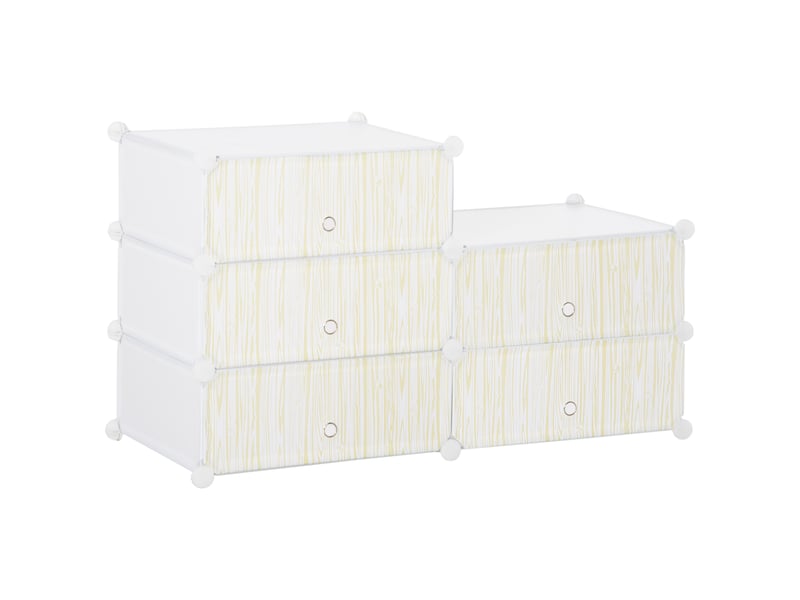  Armoire à chaussures modulable, meuble de rangement avec 6 cubes empilable en plastique, 49 x 36,5 x 108 cm blanc  - Conforama B