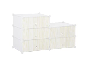 Armoire à chaussures modulable, meuble de rangement avec 6 cubes empilable en plastique, 49 x 36,5 x 108 cm blanc