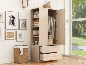 Armoire 2 tiroir(s) <strong>LEYTN</strong> <strong></strong> coloris naturel largeur 70 cm