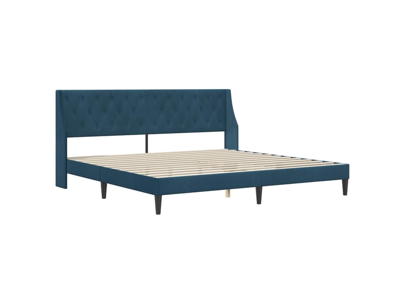 Lit double- lit adulte -  cadre de lit avec tête de lit bleu 200 x 200 cm velours  - Conforama B