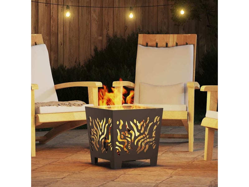  Brasero exterieur, foyer camping noir 40x40x40 cm acier patiné  - Conforama D
